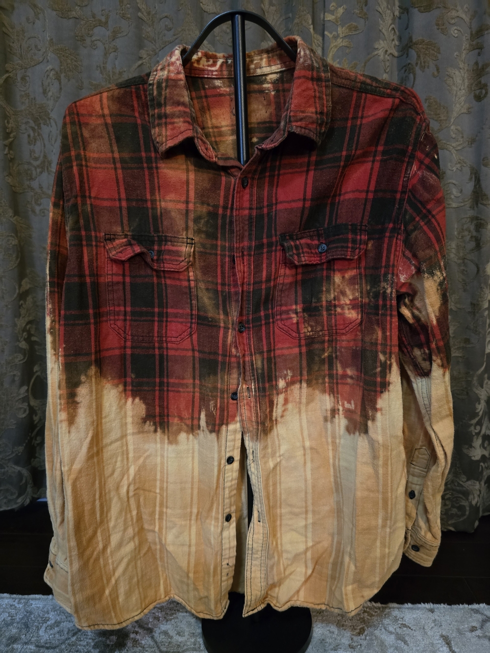 Source Unknown Red & Tan Dip-Dye Plaid Button-Down Shirt